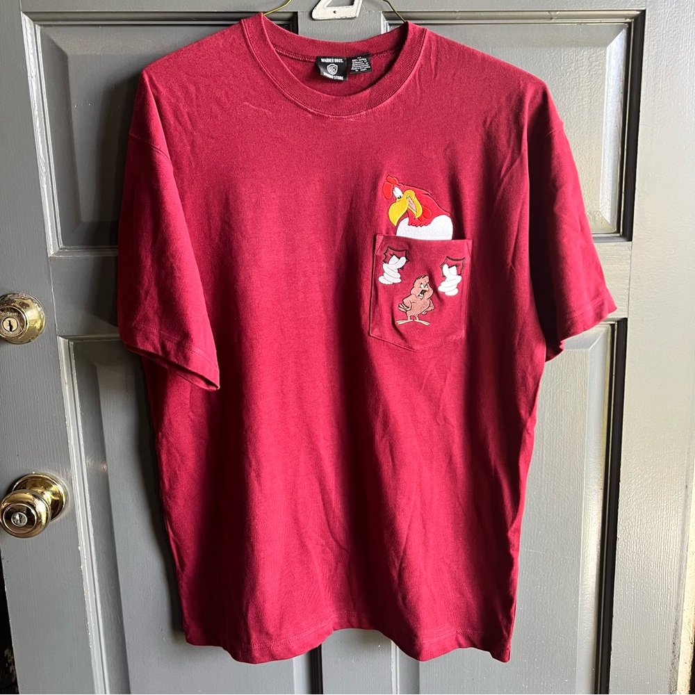 Warner Bros. Burgundy T-Shirt Foghorn Leghorn and Henry Hawk 1996